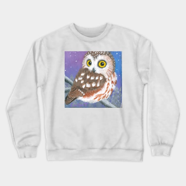 Northern Saw Whet Owl Crewneck Sweatshirt by SugarDrake